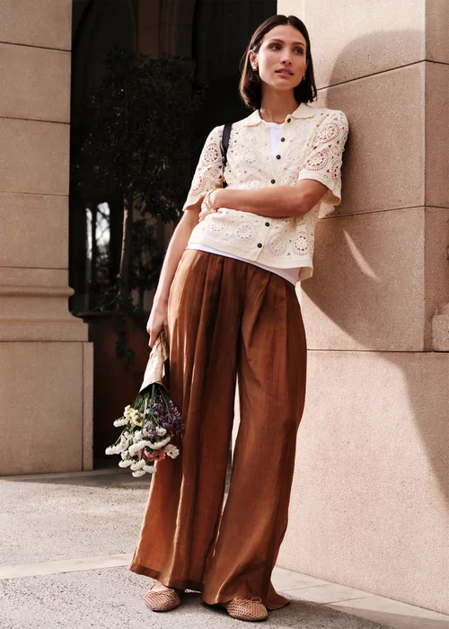 Chocolate Brown Wide Leg Co Ord Trousers - 8 L Image 2