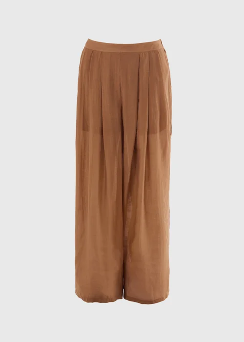 Chocolate Brown Wide Leg Co Ord Trousers - 8 L Image 5