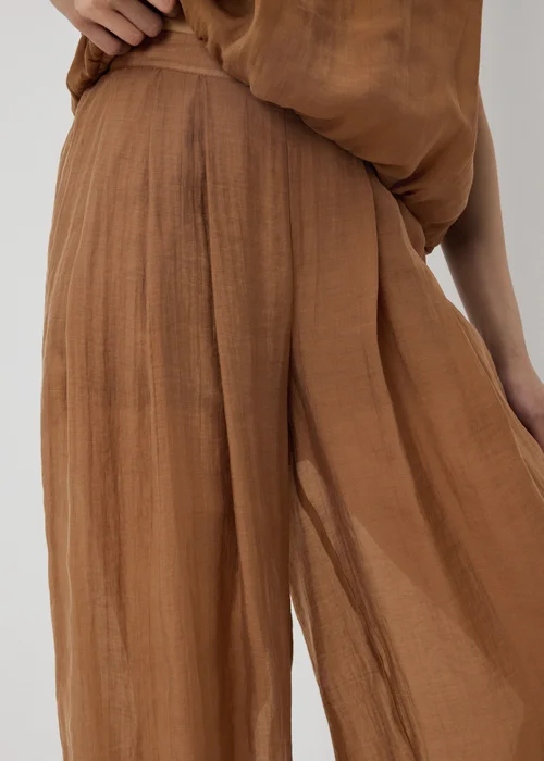 Chocolate Brown Wide Leg Co Ord Trousers - 8 L Image 3