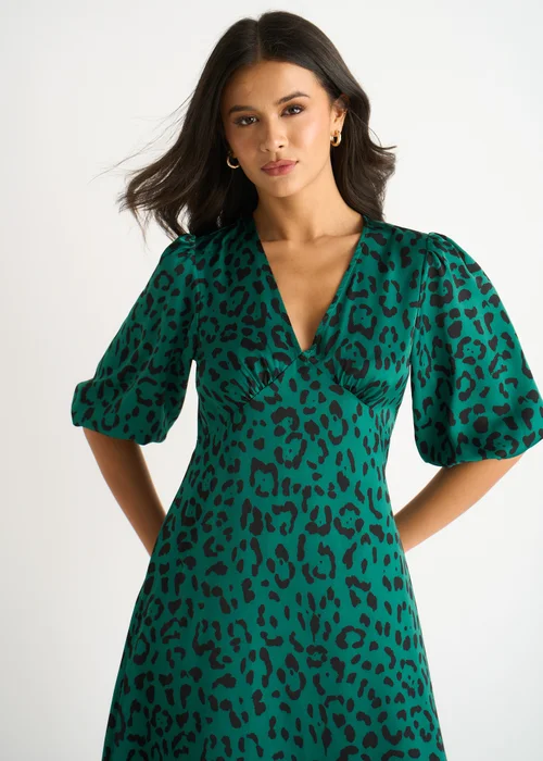 Matalan Green Animal Print Dress SILK ANIMAL PRINT DRESS GREEN Scanlan Theodore Matalan Green Animal Print Dress SILK ANIMAL PRINT DRESS GREEN Scanlan Theodore