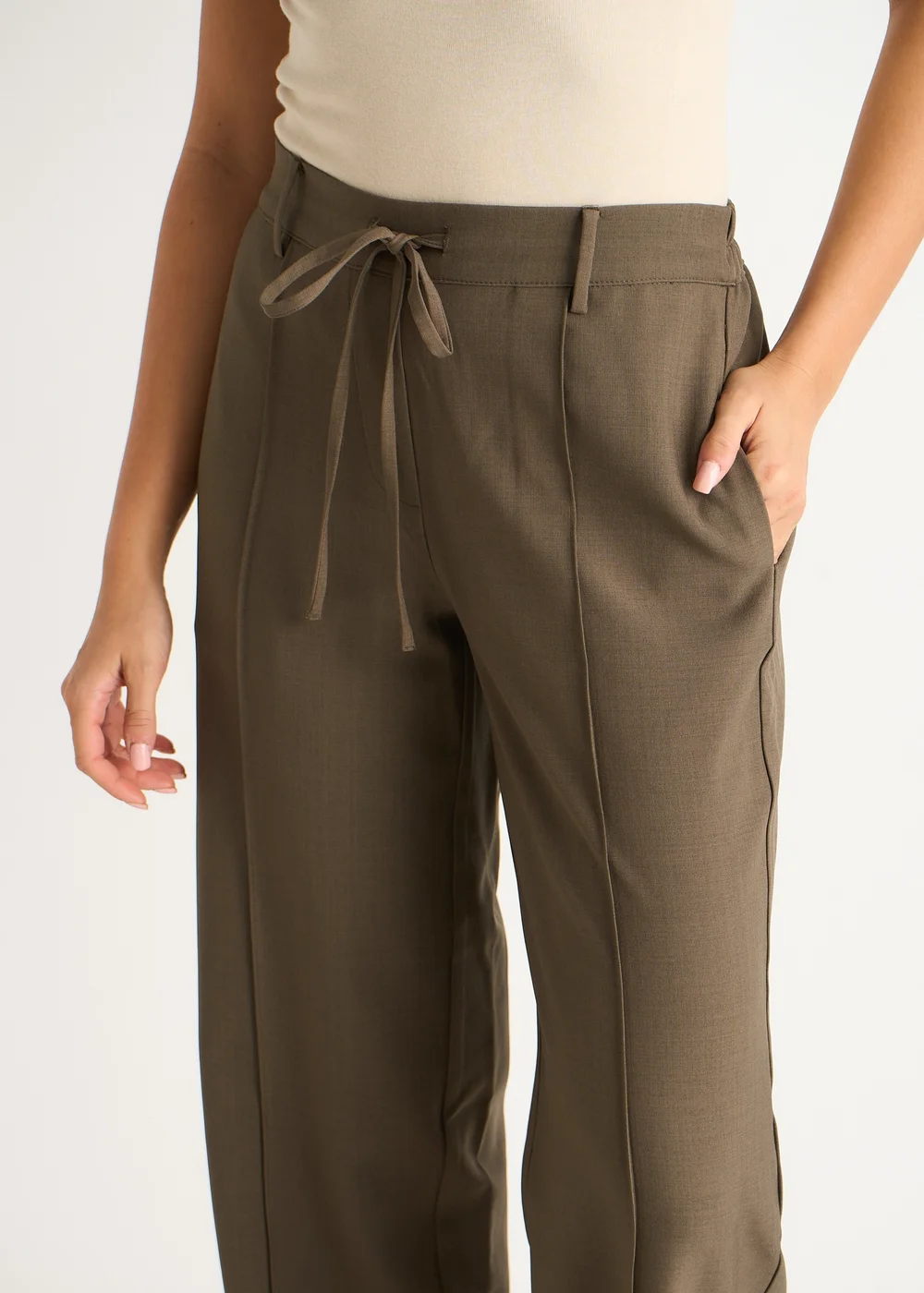 Gini London Marl Grey Drawstring Elasticated Back Tailoring Trousers - 8 Image 3