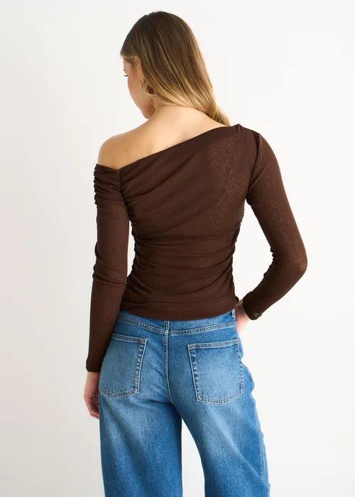 Gini London Chocolate Jersey Slash Neck Long Sleeves Top - 10 Image 2