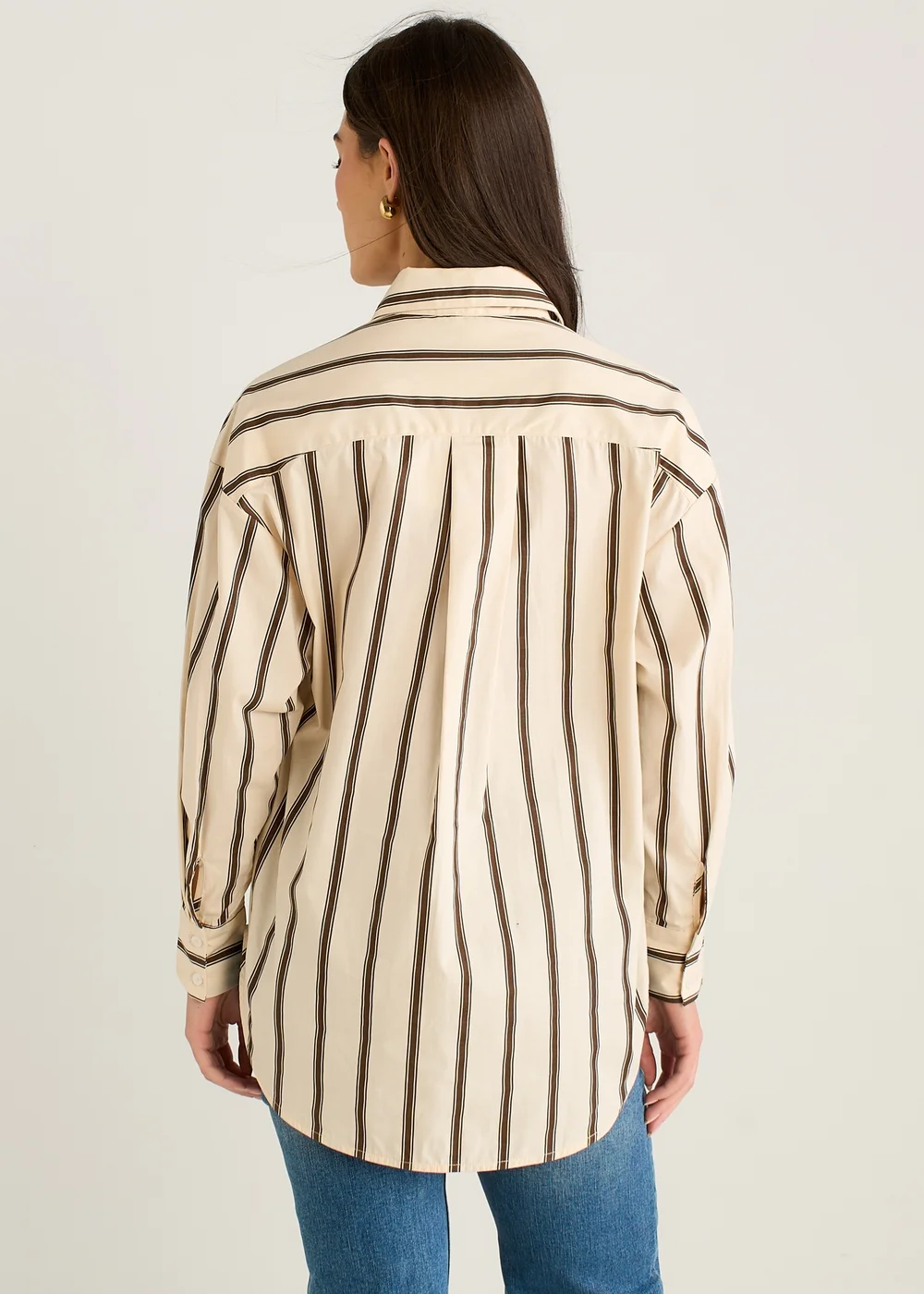 Gini London Cream Stripe Cotton Button Through Shirt - 14 Image 2