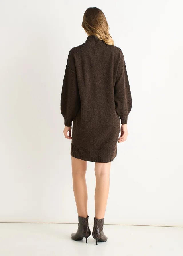 Gini London Brown Crew Neck Knitted Shift Dress
