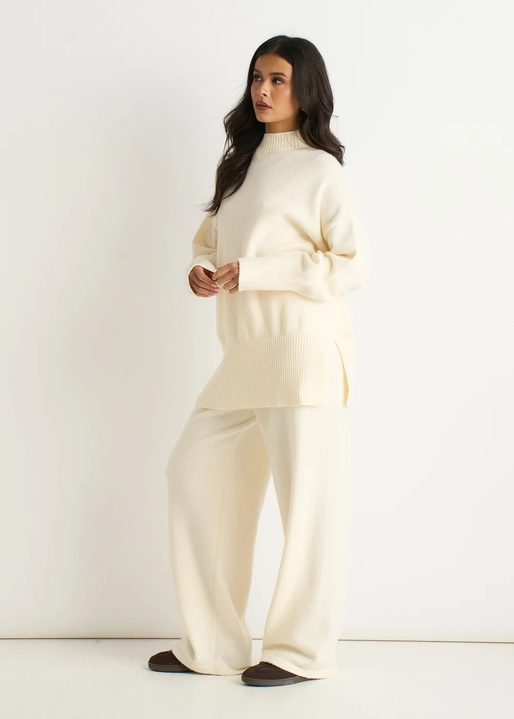 Gini London Off White Turtle Neck Oversized Knitted Jumper - L/XL Image 4