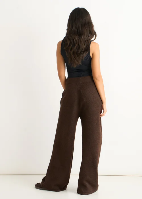 Gini London Brown Pull On wide Leg Trousers - S/M Image 2