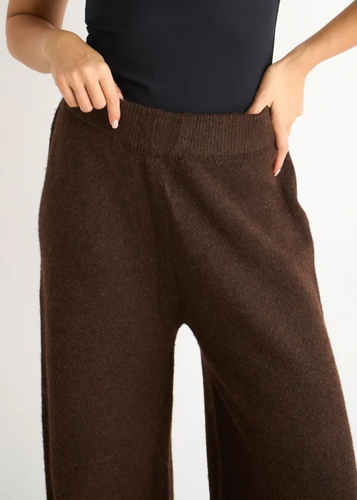 Gini London Brown Pull On wide Leg Trousers - S/M Image 3