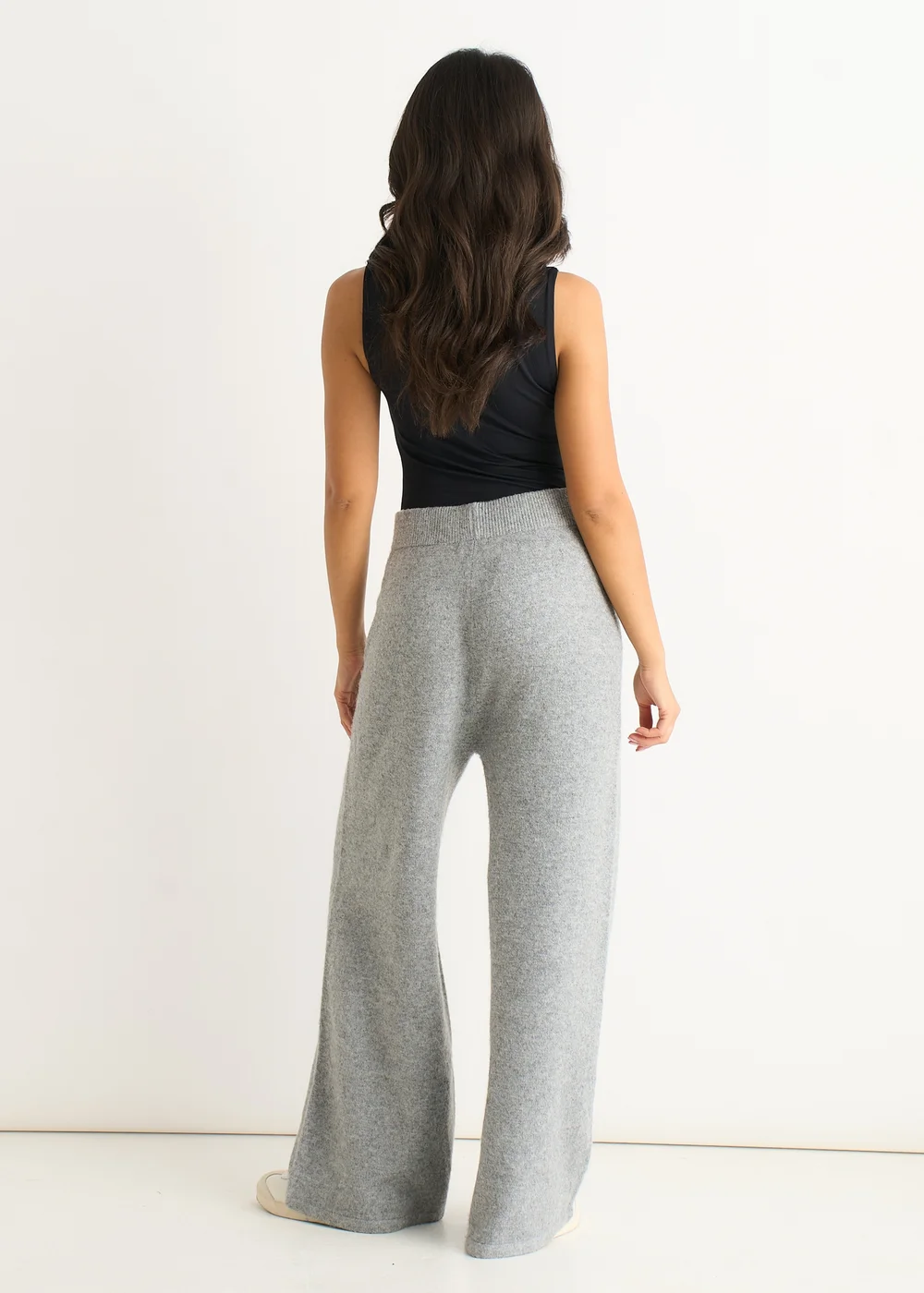 Gini London Grey Knitted Pull On wide Leg Trousers - M/L Image 2