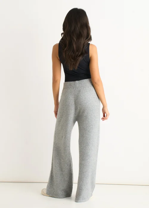 Gini London Grey Knitted Pull On wide Leg Trousers - M/L Image 2