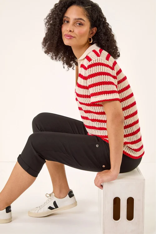 Roman Black Cropped Cargo Stretch Trouser - 10 Image 1