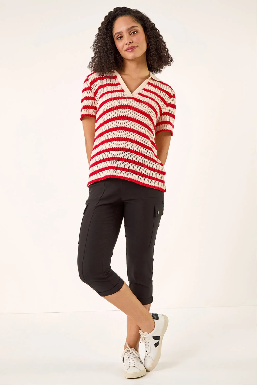 Roman Black Cropped Cargo Stretch Trouser - 10 Image 2