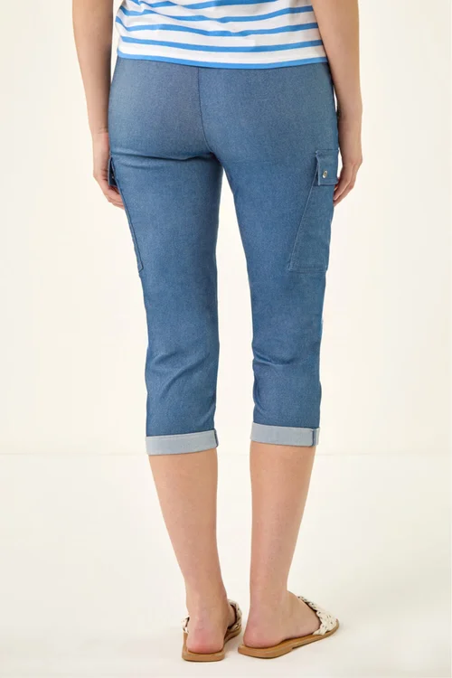 Roman Denim Cropped Cargo Stretch Trouser - 12 Image 3