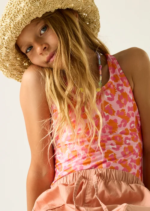 Regatta Orange Peel Leopard Katrisse UPF 30 Swim Costume (3-13 Years) - 3-4 Yrs Image 4