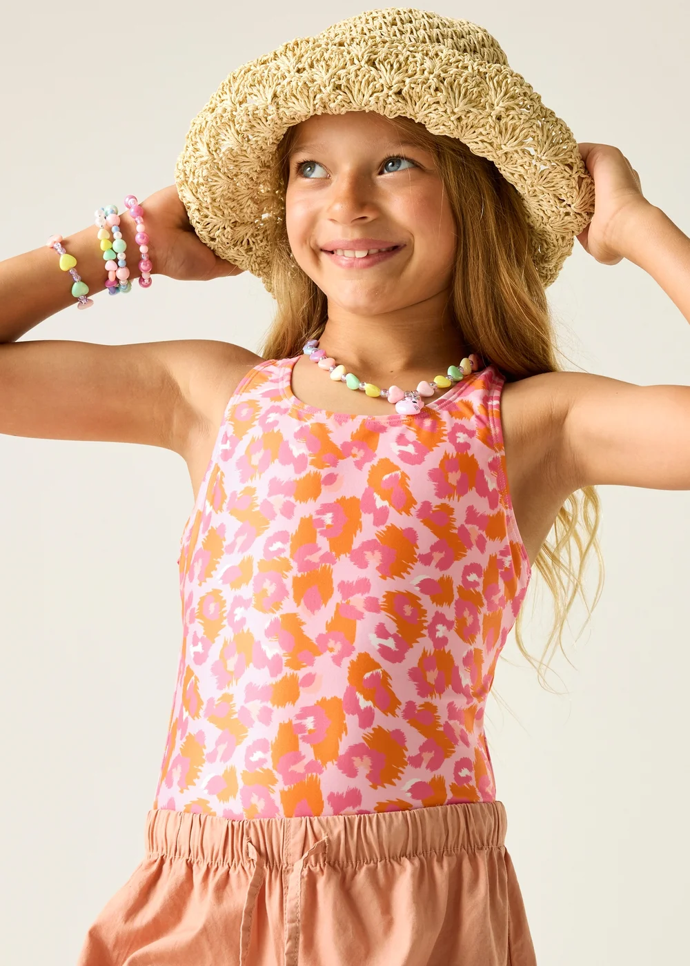 Regatta Orange Peel Leopard Katrisse UPF 30 Swim Costume (3-13 Years) - 3-4 Yrs Image 1
