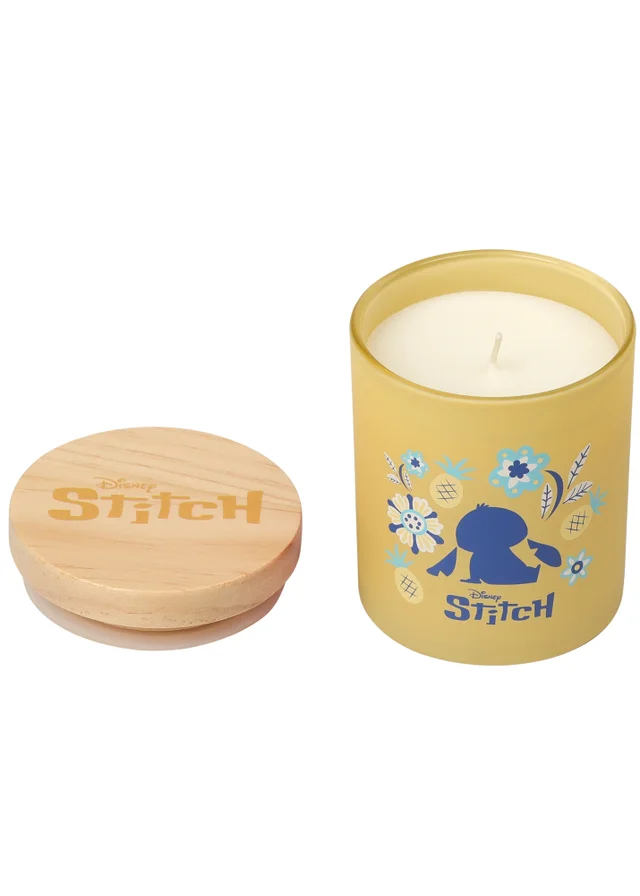Disney Lilo & Stitch Scented Candle 213G Wood Lid Pineapple & Coconut Blossom Yellow