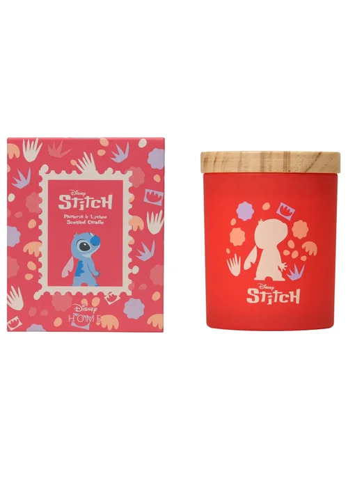 Disney Lilo & Stitch Scented Candle 213G Wood Lid Plumeria & Lychee Pink - Small Image 1