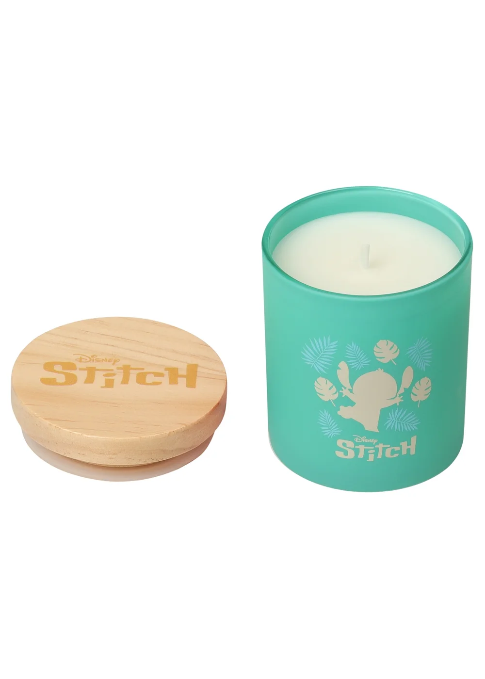 Disney Blue Lilo & Stitch Scented Candle 213G Wood Lid Palm Leaf & Malay Apple - Small Image 1