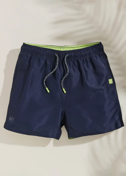 Regatta Navy Sharp Green Skander Swim Shorts (3-13 Years) - 5-6 Yrs Image 1