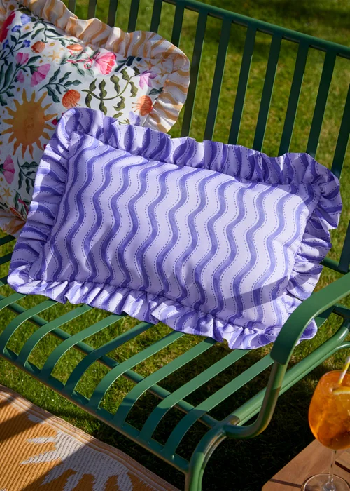 Furn Summer Solstice Wiggly Stripe Cobalt Outdoor Cushion (30 x 50cm) - 30 x 50cm Image 1