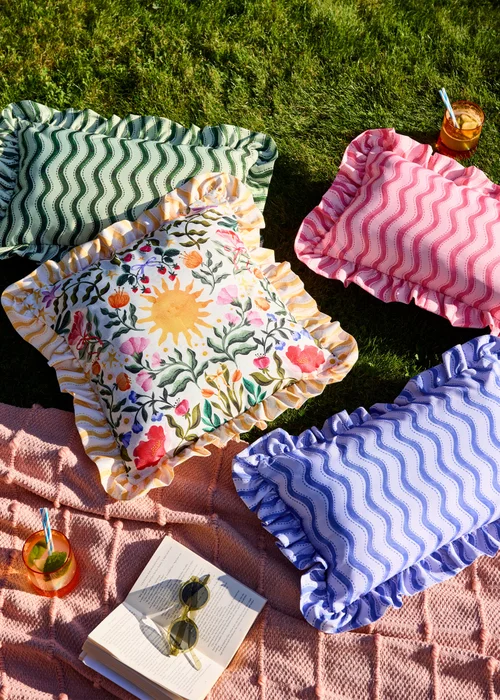 Furn Summer Solstice Wiggly Stripe Hot Pink Outdoor Cushion (30 x 50cm) - 30 x 50cm Image 5