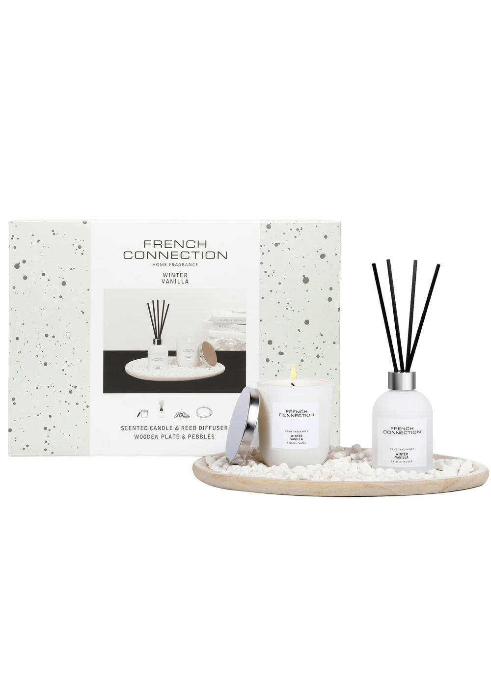 French Connection Candle & Diffuser Giftset Black & White Collection Winter Vanilla 158G & 100ML - Small Image 1