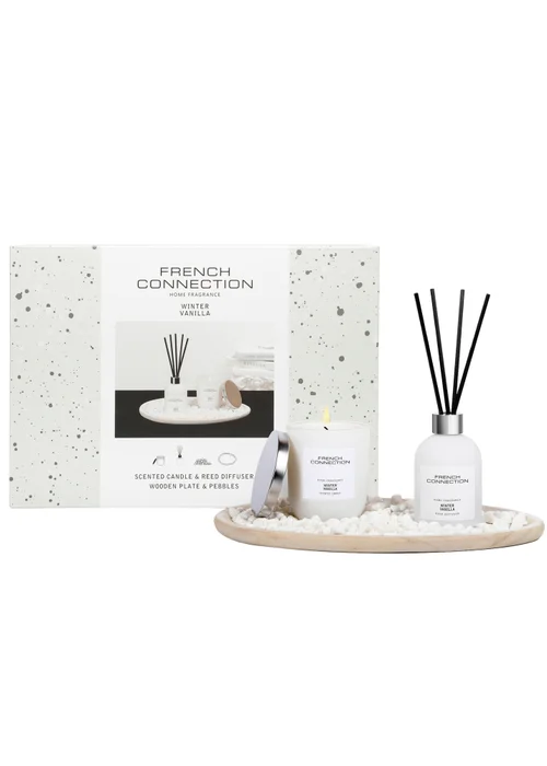 French Connection Candle & Diffuser Giftset Black & White Collection Winter Vanilla 158G & 100ML - Small Image 1