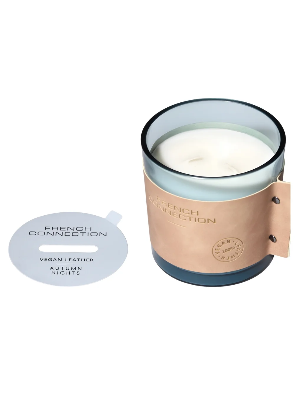 French Connection Large Scented Candle 340g Leather Range Blue Candle High Autumn Nights 1 Wick - Medium Image 4
