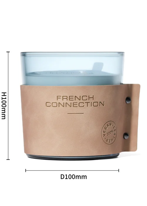 French Connection Large Scented Candle 340g Leather Range Blue Candle High Autumn Nights 1 Wick - Medium Image 2