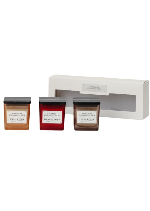 French Connection Scented Candle Giftset Square Range 3 x 50G - 3 piece set Image 1