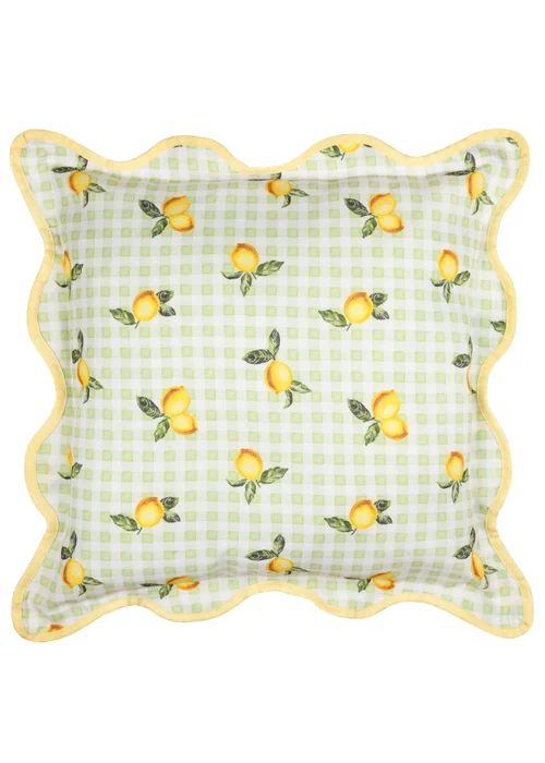 Furn Fruits Lemons Gingham Check Outdoor Cushion (45 x 45cm) - 45cm x 45cm Image 2