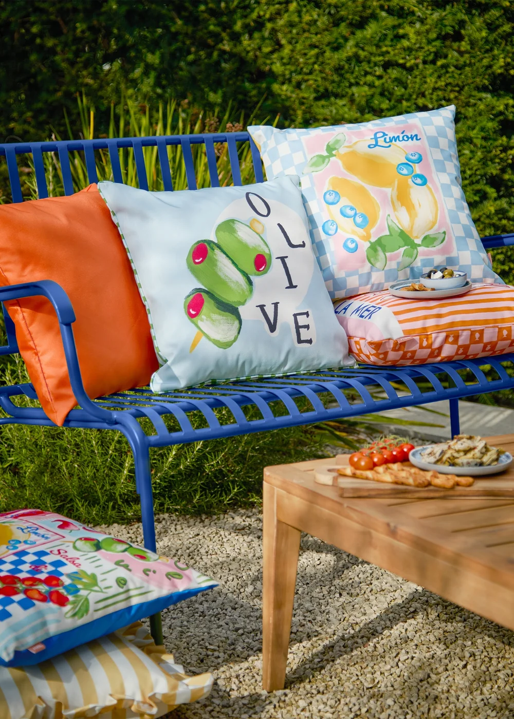 Furn Mediterranean Limon Sky Blue Outdoor Cushion (45 x 45cm) - 45cm x 45cm Image 6