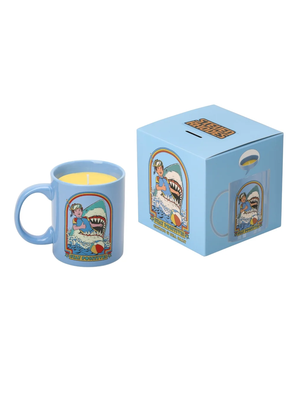 Steven Rhodes Scented Candle Stay Positive Blue Mug with Citrus & Sea Salt Scent - Medium Image 4
