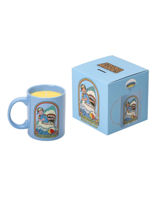 Steven Rhodes Scented Candle Stay Positive Blue Mug with Citrus & Sea Salt Scent - Medium Image 4