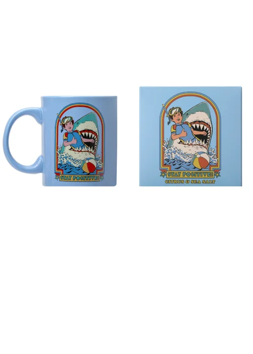 Steven Rhodes Scented Candle Stay Positive Blue Mug with Citrus & Sea Salt Scent - Medium Image 2