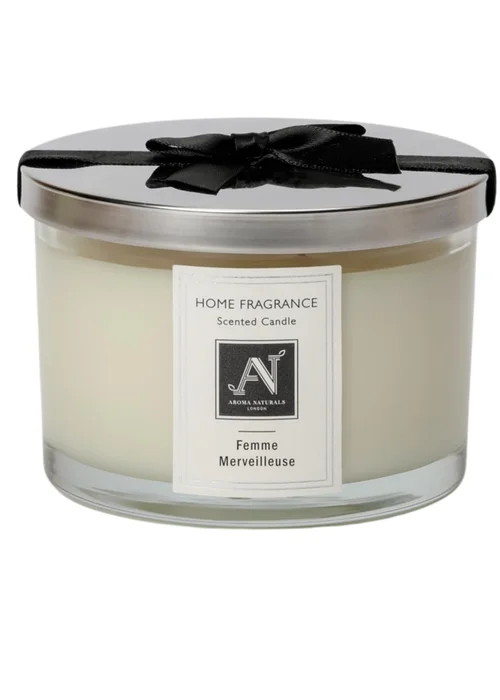 Aroma Naturals London White Minimalist Luxe Femme Merveilleuse 3Wick Scented Candle - XL Image 3