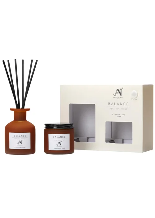 Aroma Naturals London Brown Aromatherapy Candle & Reed Diffuser Gift Set Balance Scent - M Image 1