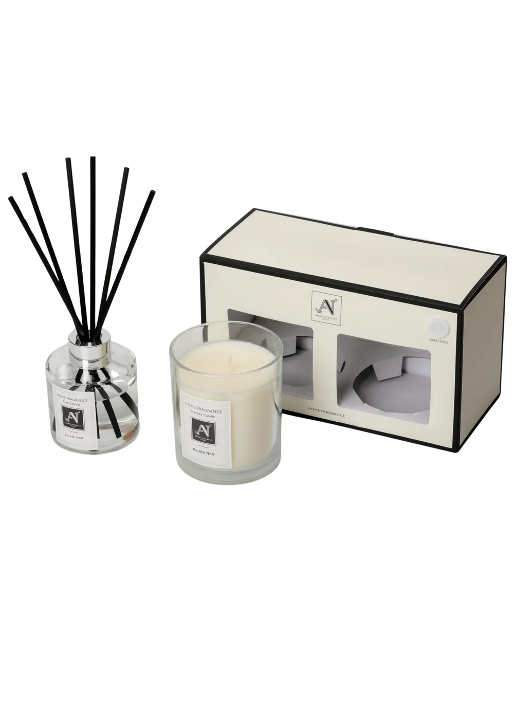 Aroma Naturals London White Minimalist Luxe Candle & Reed Diffuser Gift Set Purete Noir Scent - M Image 2