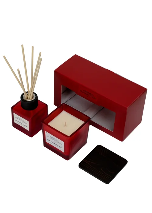 French Connection Red Candle & Reed Diffuser Giftset Cherry & Merlot 200g & 100ML - 2 Pack Image 2
