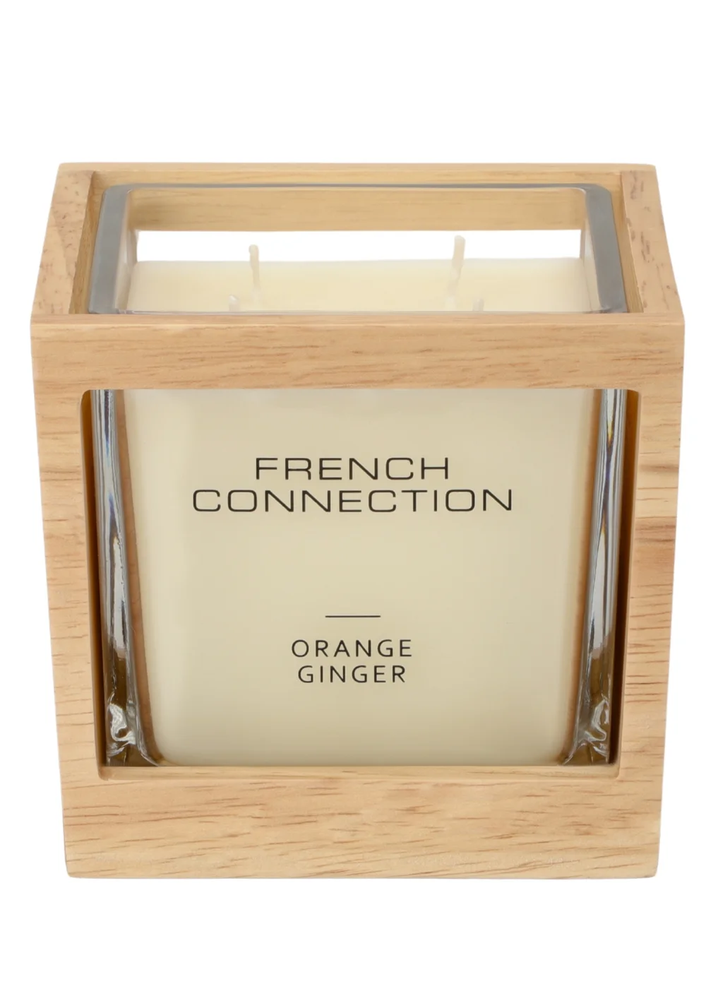 French Connection Large Scented Candle 480G Natural Wooden Surround Orange & Ginger (4 Wick) - Large Image 4
