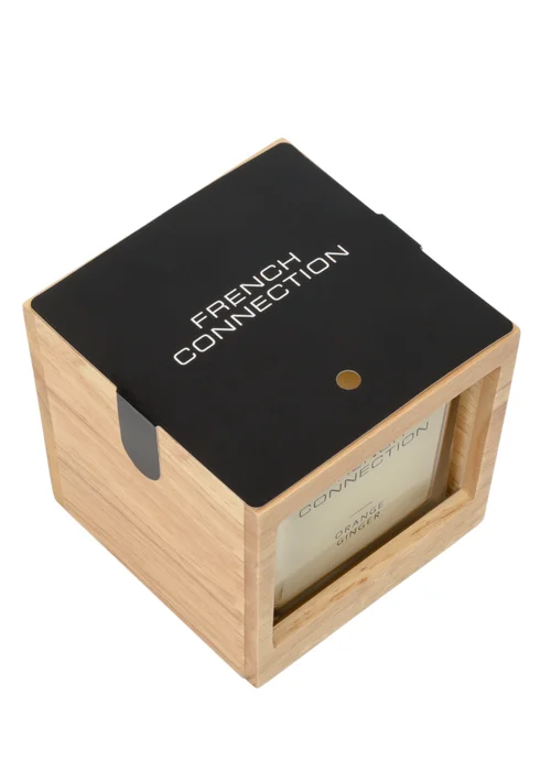 French Connection Large Scented Candle 480G Natural Wooden Surround Orange & Ginger (4 Wick) - Large Image 3