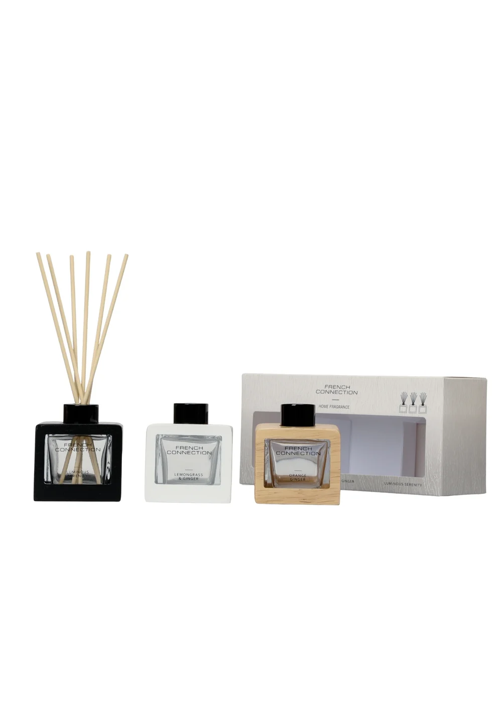 French Connection Reed Diffusers Giftset Wooden Surround 3 X 50G - 100ml Image 1