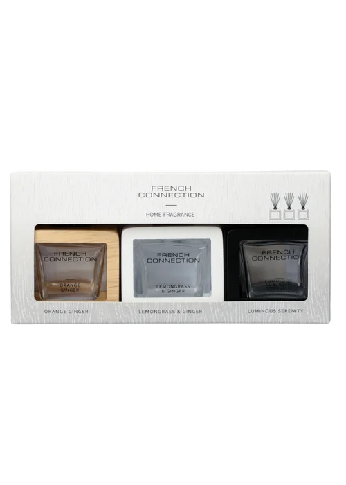 French Connection Reed Diffusers Giftset Wooden Surround 3 X 50G - 100ml Image 2