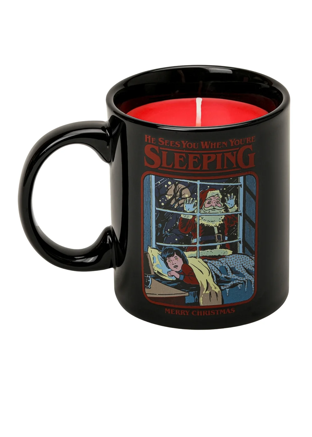 Steven Rhodes Scented Candle He Sees You When You’re Sleeping Black Mug Cinnamon & Clove - Medium Image 1
