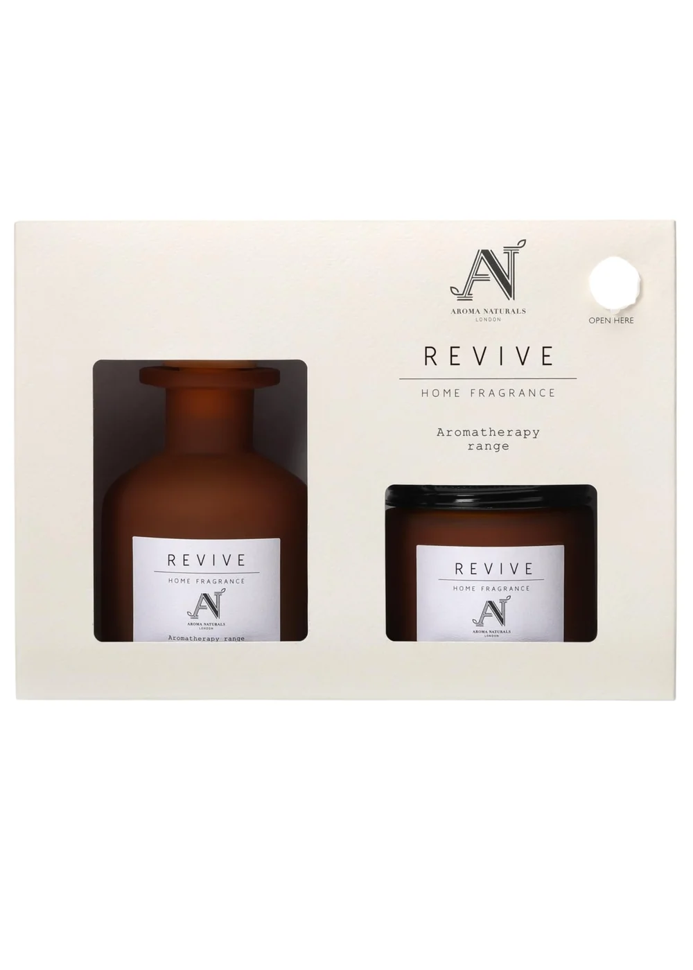 Aroma Naturals London Brown Aromatherapy Candle & Reed Diffuser Gift Set Revive Scent - M Image 3