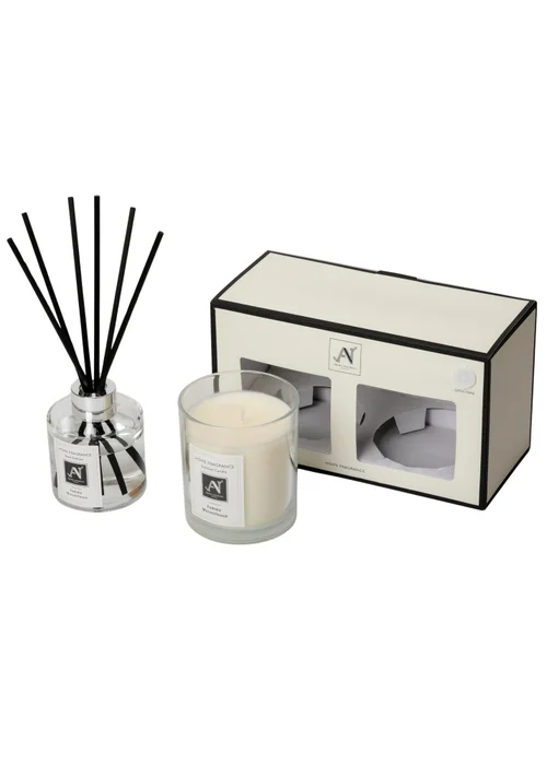 Aroma Naturals London White Minimalist Luxe Candle & Reed Diffuser Gift Set Femme Merveilleuse Scent - M Image 2