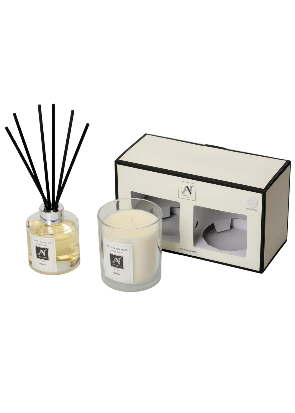Aroma Naturals London White Minimalist Luxe Candle & Reed Diffuser Gift Set Infame Scent - M Image 2