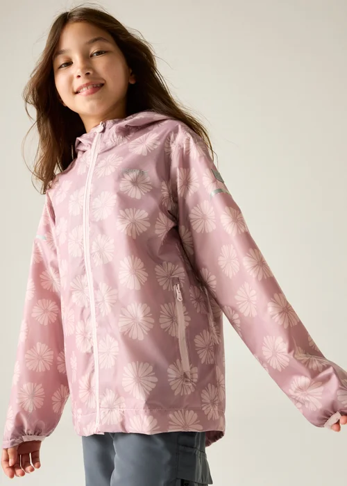 Regatta Lilac Printed Lever II Waterproof Reflective Jacket (3-13 Years) - 13 Yrs Image 1