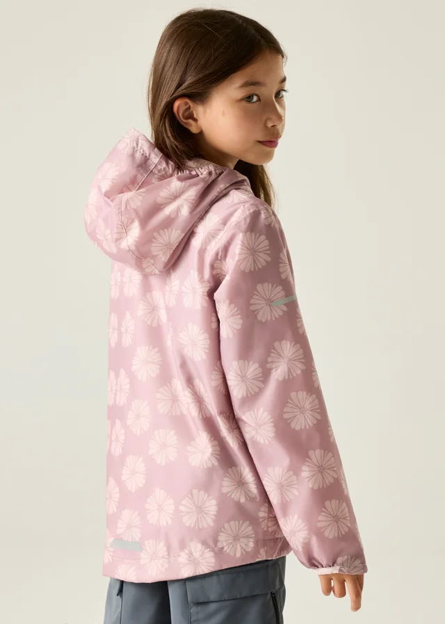 Regatta Lilac Printed Lever II Waterproof Reflective Jacket (3-13 Years)