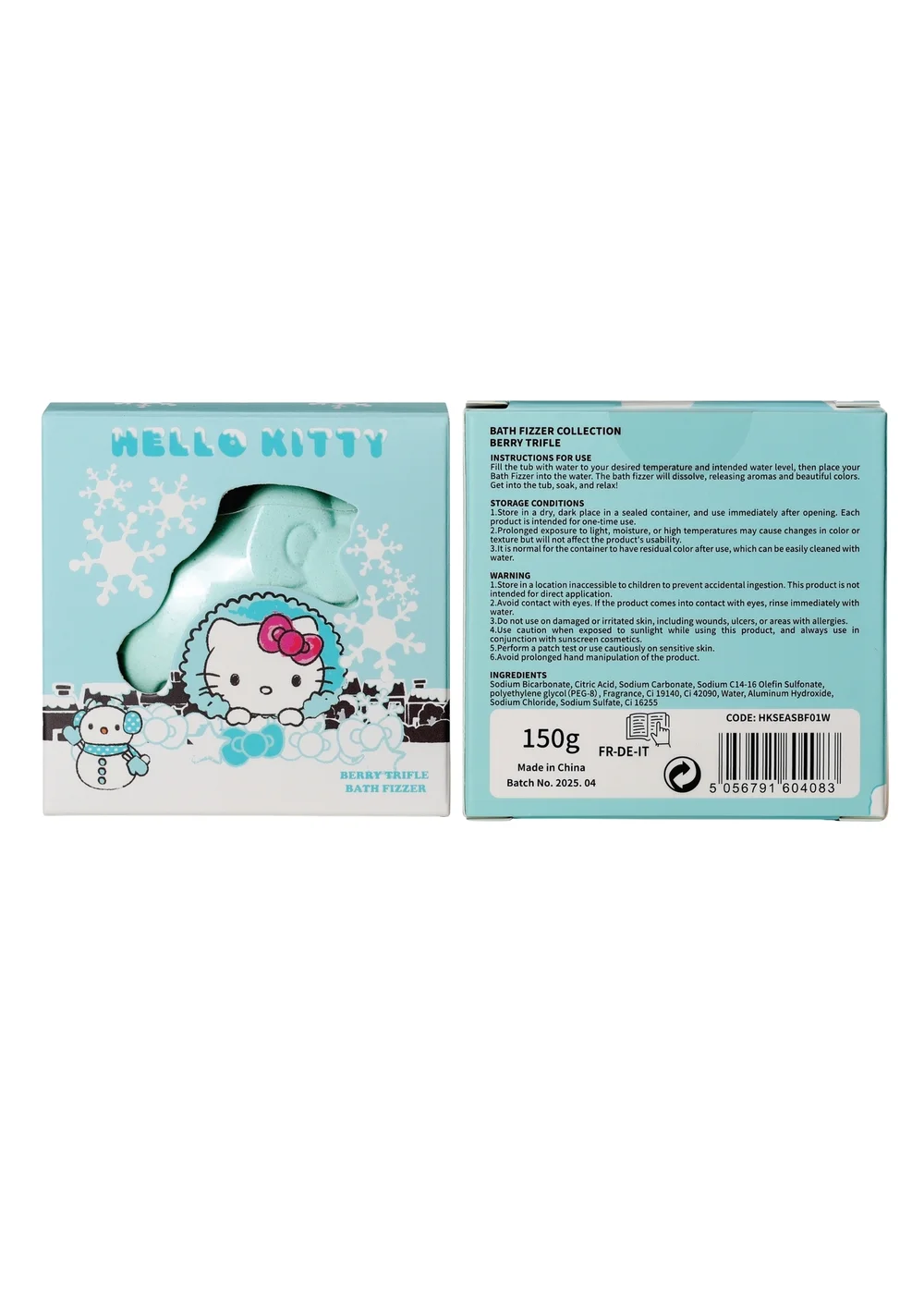 Hello Kitty Berry Triffle Scent Blue Bath Fizzer 150g - 150ml Image 4