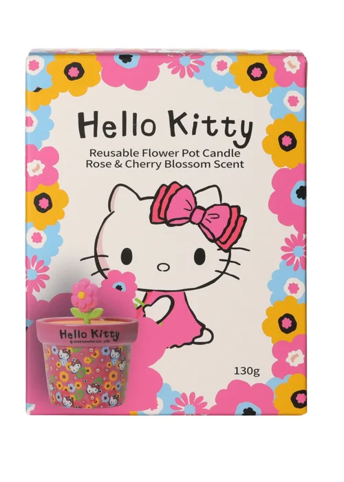 Hello Kitty Rose and Cherry Blossom Scented Pink Candle 213g 1 Wick with 3D Silicone Lid - Medium Image 5
